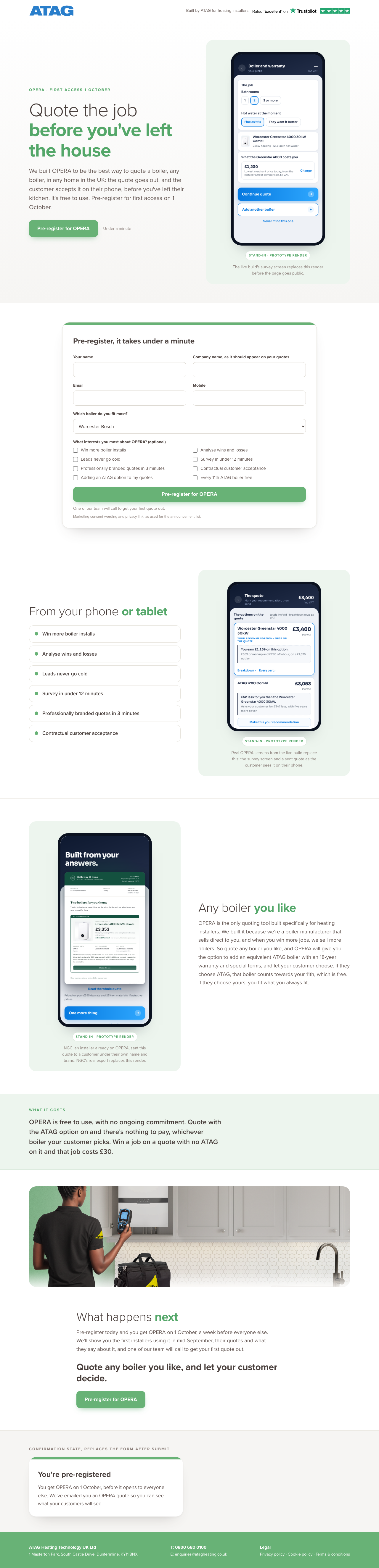 The pre-registration page at desktop width